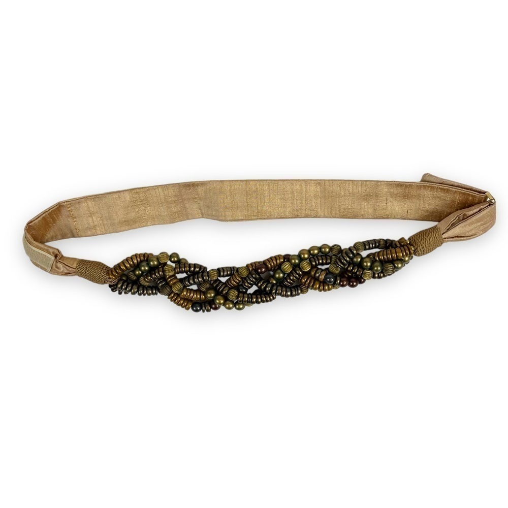 Carolyn Tanner Belt Brown Beaded Hippie Boho Festival Western Cowgirl Vintage
